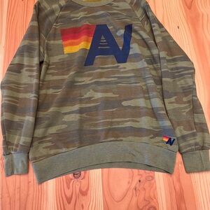 Aviator nation Camo Green Sweater with Logo